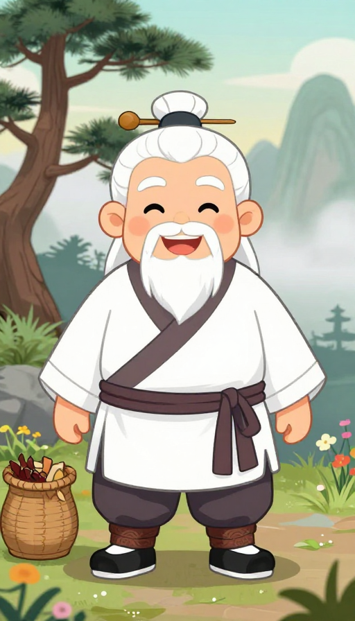 Q版古风胖老中医：龇牙笑迎客，苍松云雾间显灵验