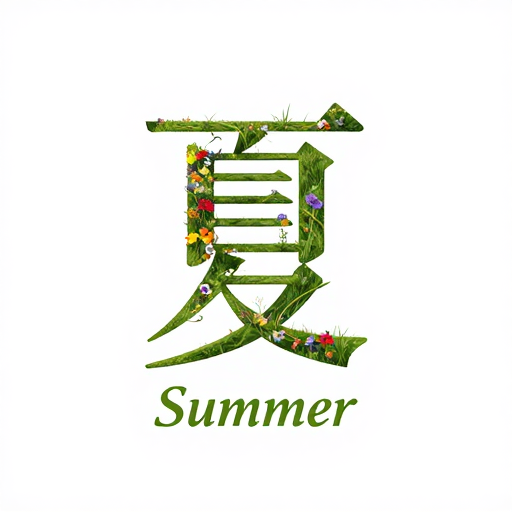 夏至艺术字体：野花藤蔓装饰的立体汉字设计