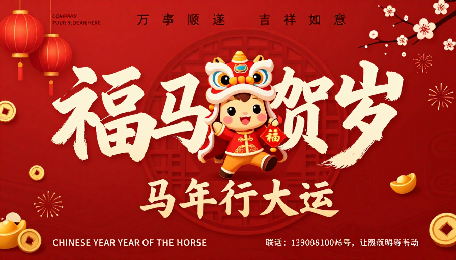 福马贺岁:喜庆中国风新年插画