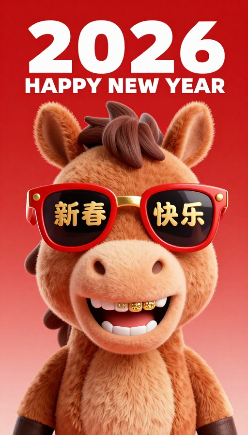 2026潮酷生肖马：新春快乐3D卡通IP