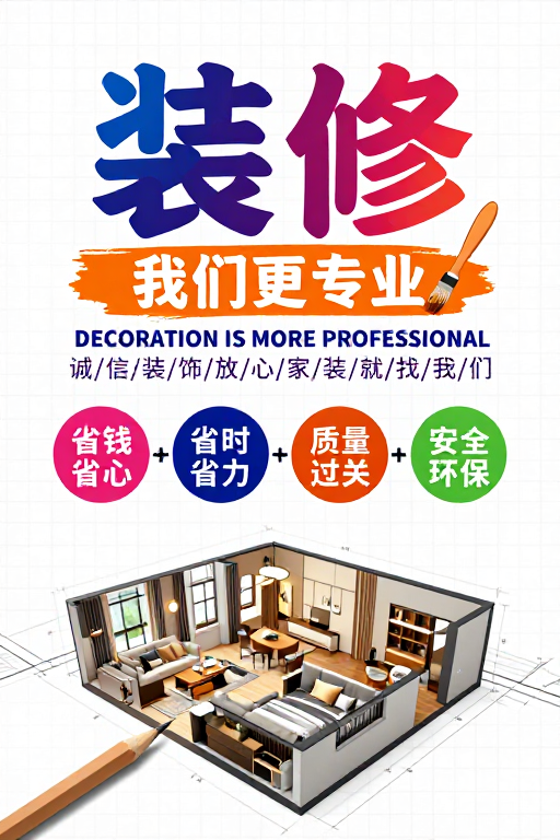 现代简约装修服务专业宣传海报