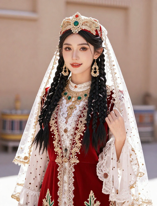 维吾尔族美女人像写真：民族风情与自然之美融合