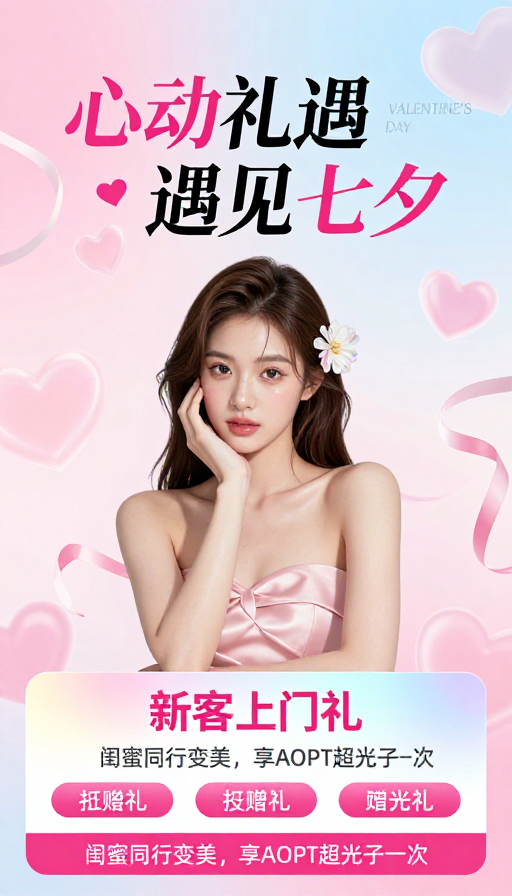 心动礼遇遇见七夕:Vera Design梦幻美妆医美海报