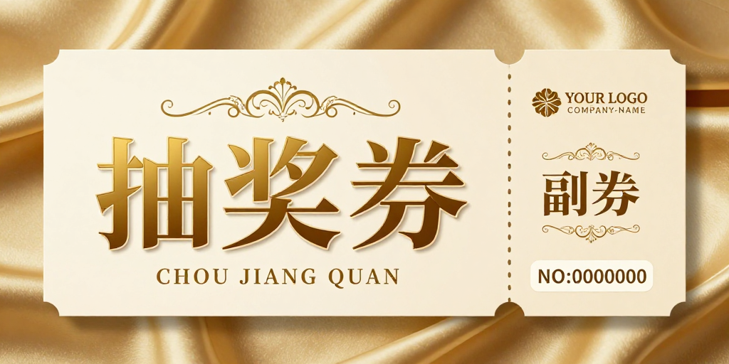 奢华金色抽奖券:高端典雅设计