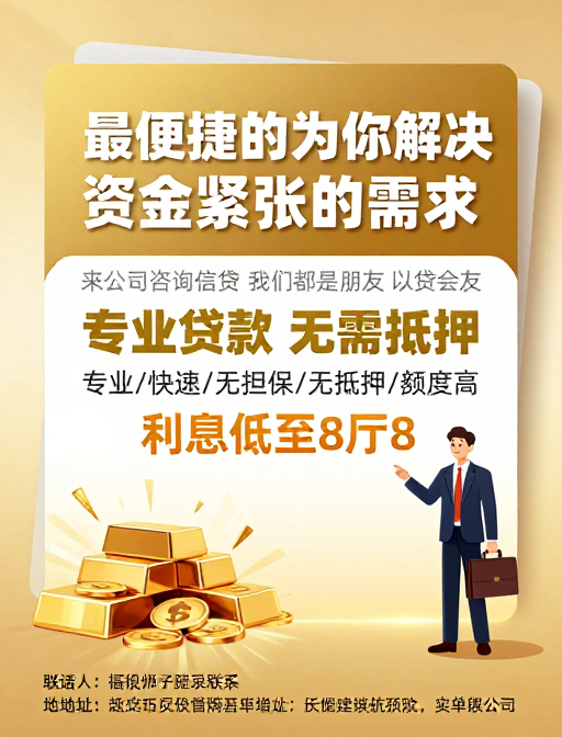金棕商务金融海报,便捷解决资金紧张需求