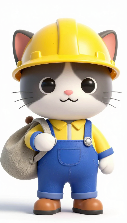 皮克斯风可爱猫咪工人:工地安全守护员