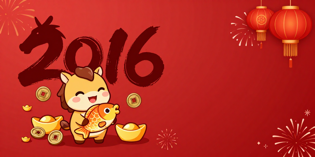 萌马抱元宝 2016新春招财图