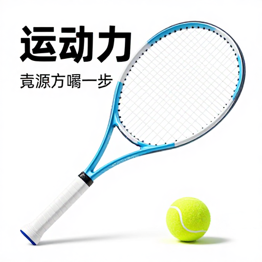 蓝白网球拍与荧光黄球展示，彰显运动活力质感