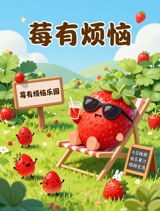 莓有烦恼趣图:阳光草莓园童趣插画治愈系