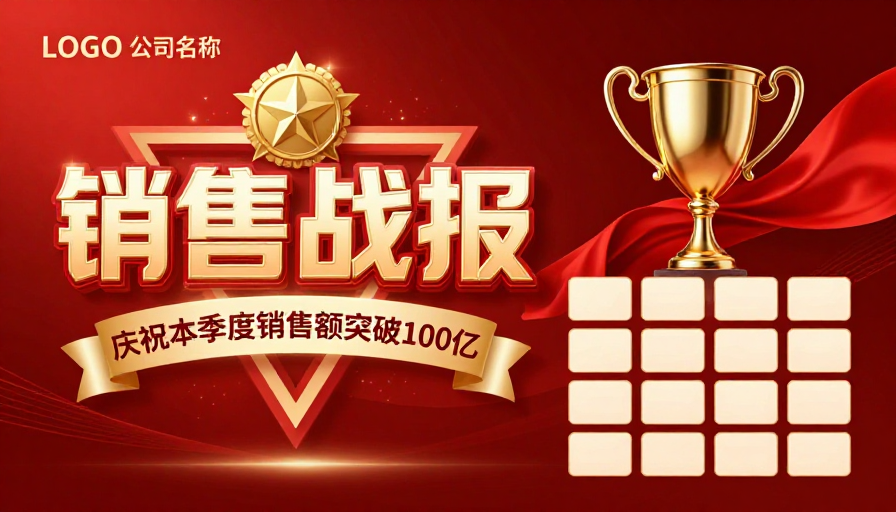 金色璀璨商务销售战报庆典海报