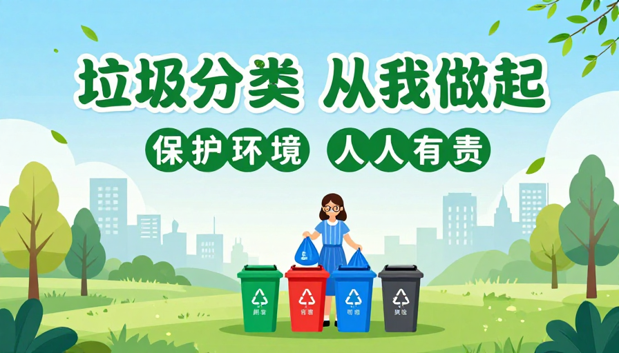 清新自然环保海报:绿色生活从垃圾分类开始