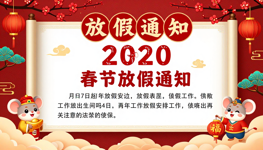喜庆中国风春节放假通知卷轴海报