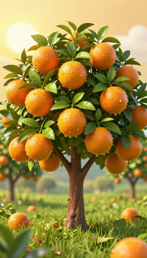 水润橙韵：高清3D渲染的自然丰饶