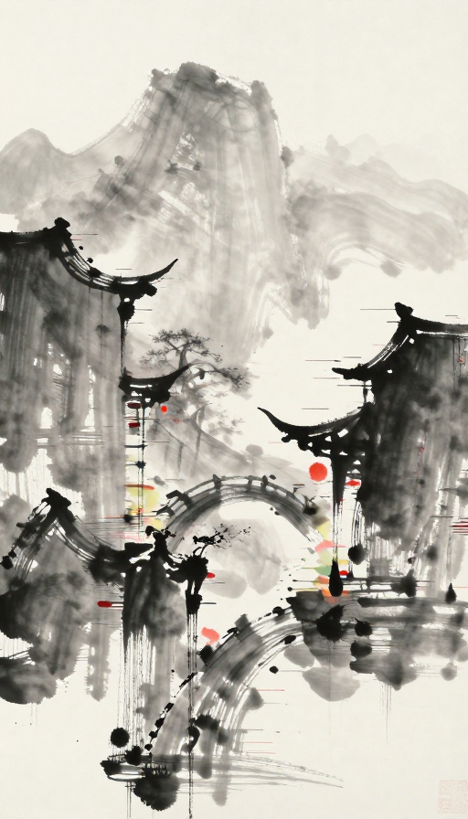 水墨故障艺术：中国风与科技视觉的诗意碰撞