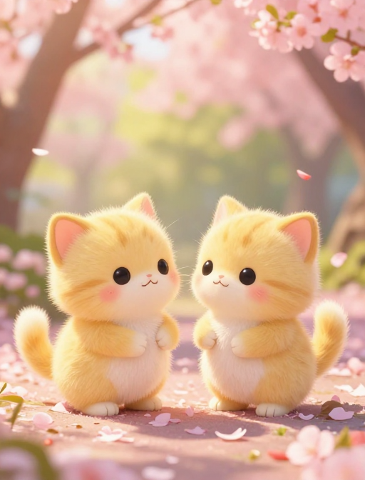 粉嫩梦境中的双胞胎萌猫