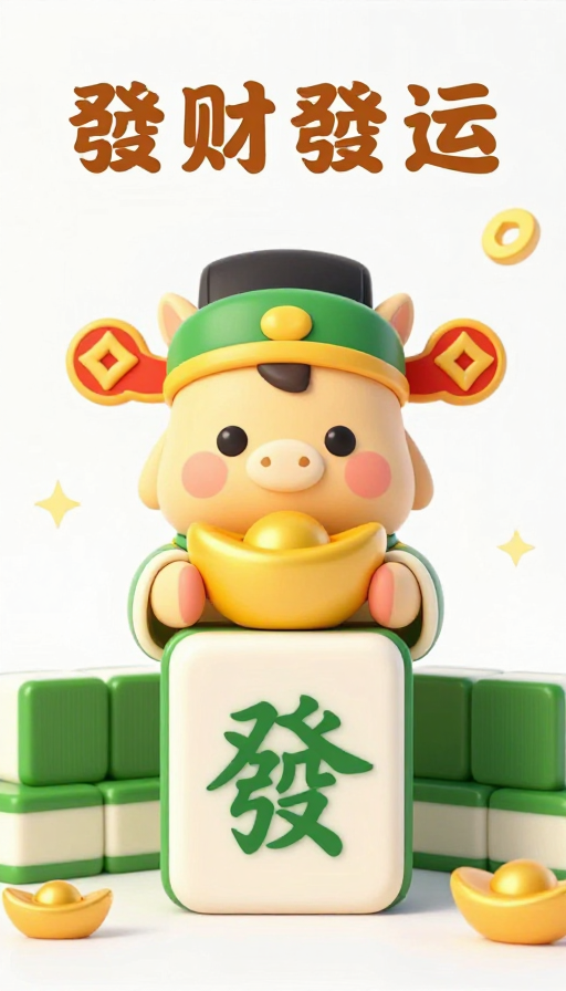 萌趣马年招财图：卡通财神坐麻将发