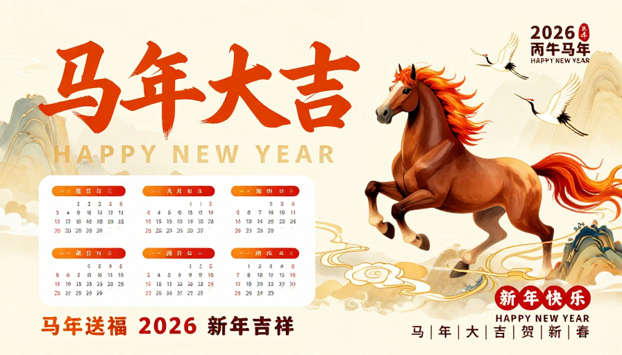 中国风马年贺岁海报:国潮新韵迎福运