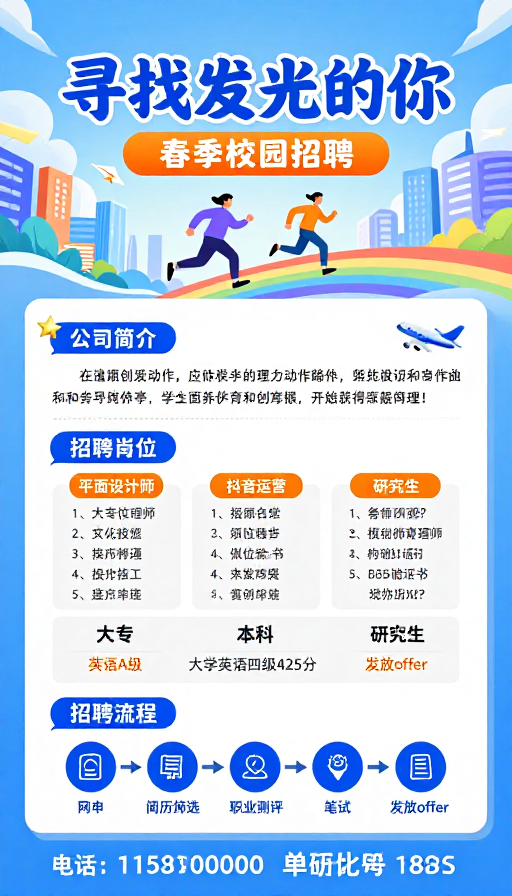 青春活力 · 科技校园：春季招聘宣传海报