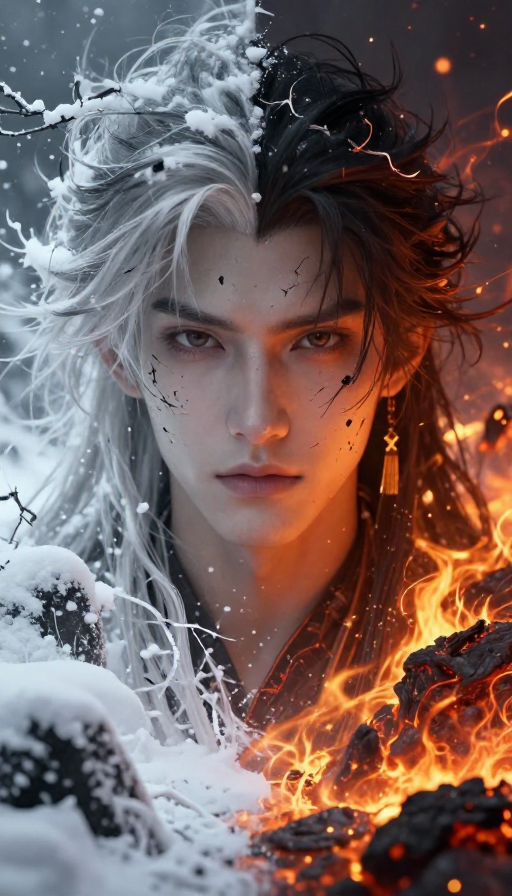 半雪半火：破碎神明意识流人像
