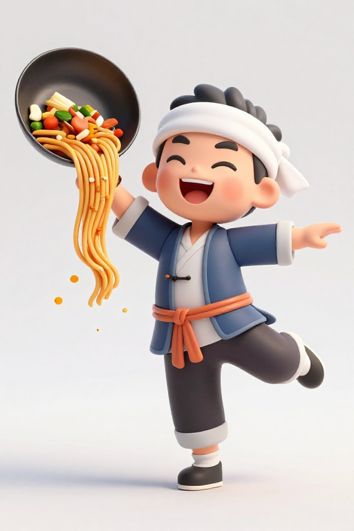 活力陕西美食舞者:3D卡通炒面瞬间