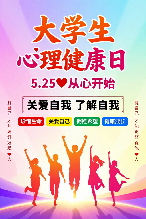 青春向阳·心灵启航——大学生心理健康日温暖海报