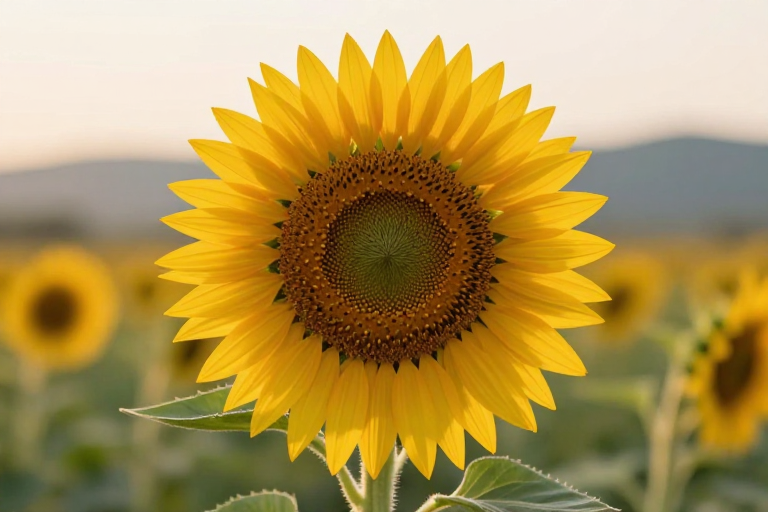 金黄向日葵盛放，柔光暖调摄影广告图