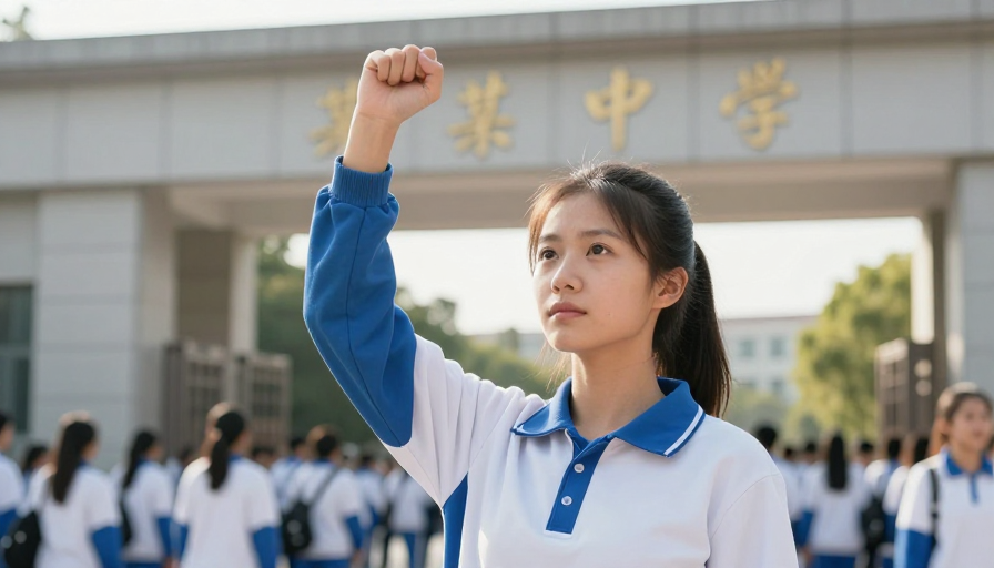 青春力量：白蓝校服女学生坚毅仰望