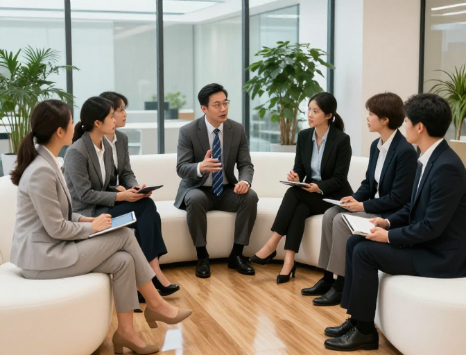 商务会议：亚洲团队高效协作场景