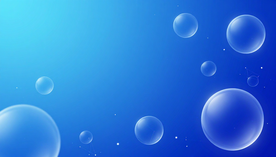 未来感科技蓝背景:轻盈悬浮球体与粒子网络