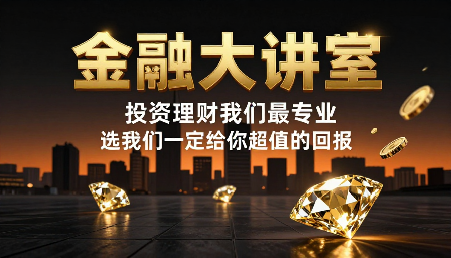 高端金融理财宣传图:奢华都市夜景与财富象征