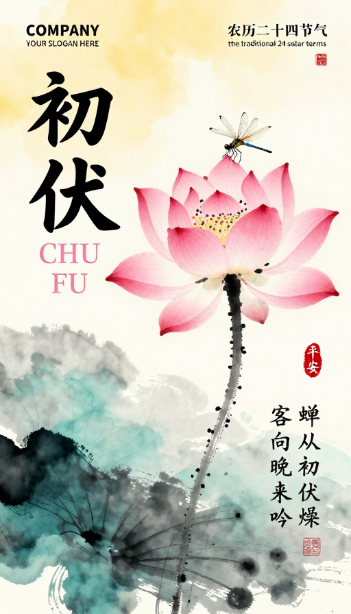初伏时节的清雅水墨画卷