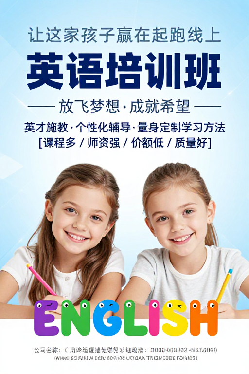 童趣英语培训海报:赢在起跑线的快乐启蒙