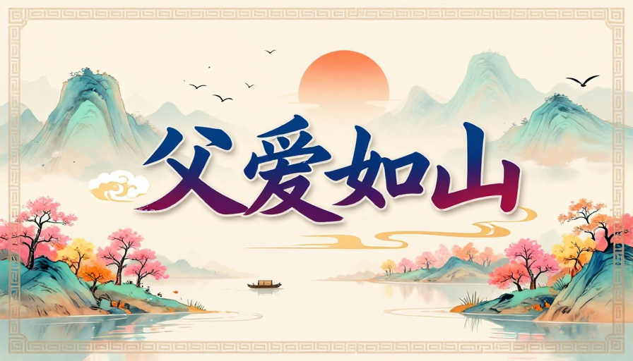 父爱如山·水墨温情意境海报