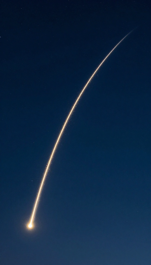 流星划破星空：极简深蓝夜空下的璀璨弧线