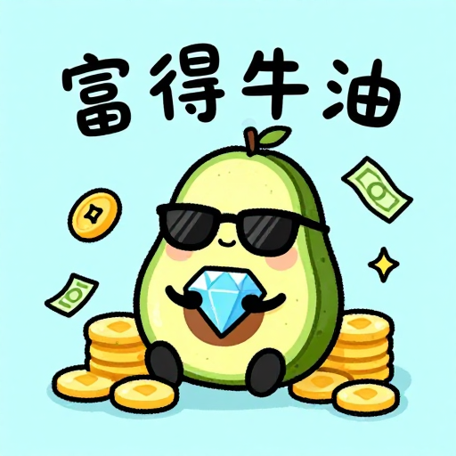 萌趣手绘风:牛油果钻石金币的俏皮涂鸦