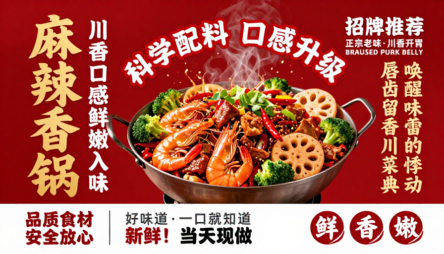 热烈川菜盛宴：麻辣香锅视觉冲击美食海报