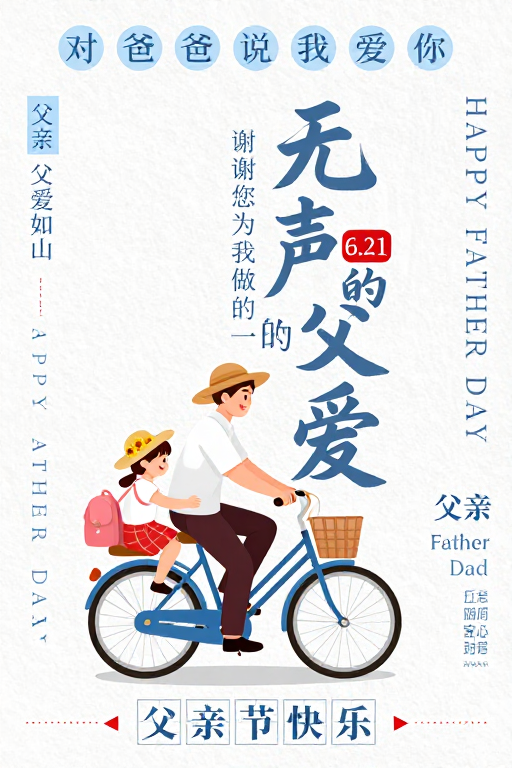 温情父爱 手绘插画父亲节海报