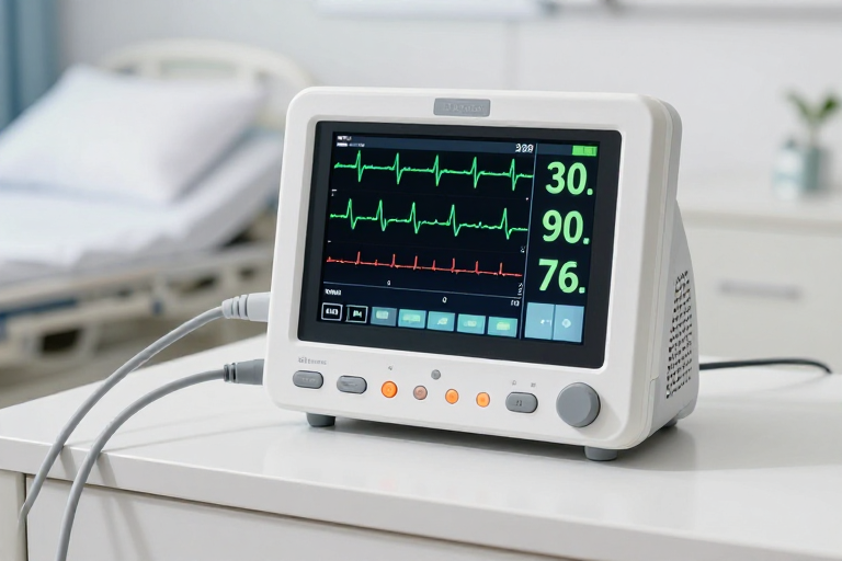 医疗监护仪专业展示：高清冷调摄影凸显设备细节与商业品质