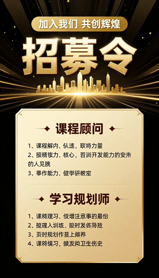黑金奢华招聘海报,高端大气召集精英共创辉煌