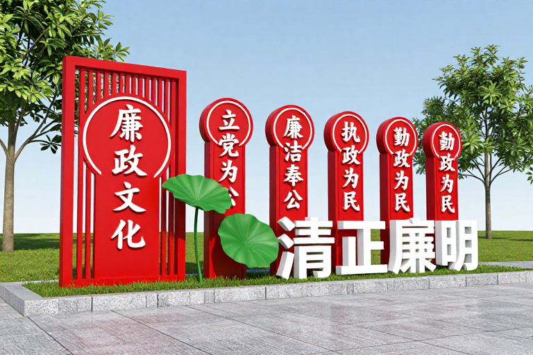 户外廉政文化立体景观装置 现代简约红白绿风