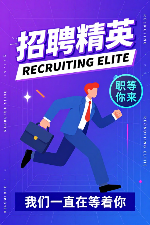 赛博朋克风精英招聘海报：未来科技感召集令