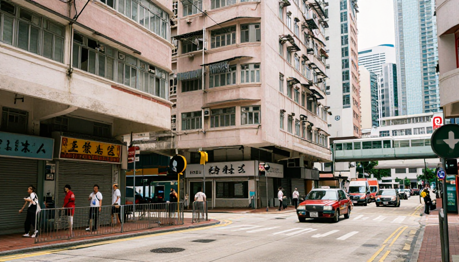 香港街头：霓虹闪烁的都市夜色