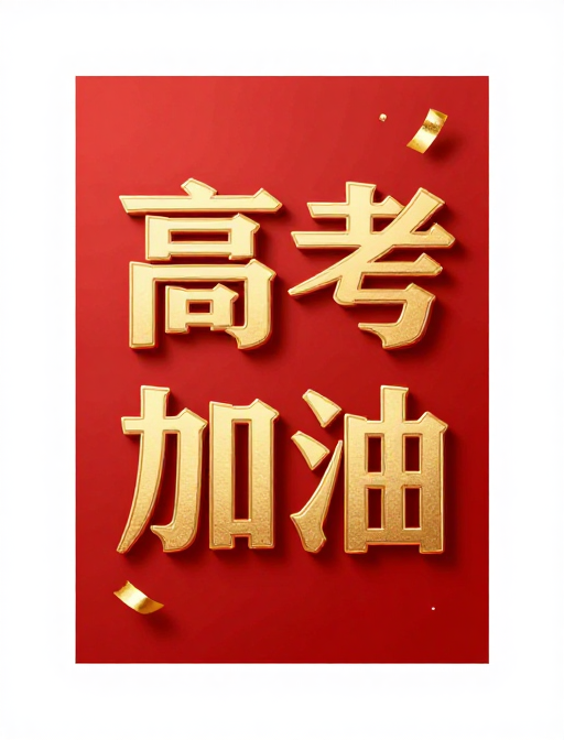 金红浮雕艺术字：高考加油祝福设计