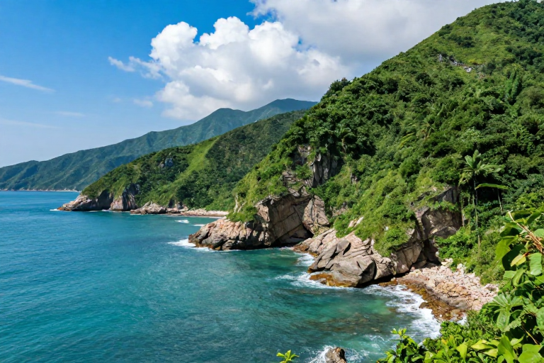 碧海青山的壮丽海岸:极致自然光影之美