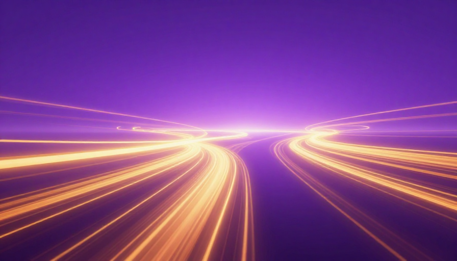 未来光轨:深紫渐变与金色流动的科技动感背景