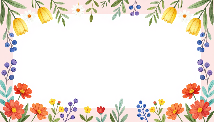 柔和粉调春日花卉留白手绘背景