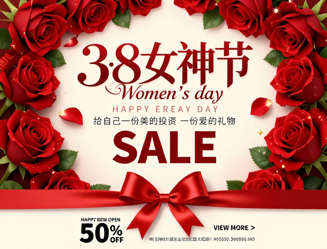 浪漫主义妇女节促销海报双版本设计