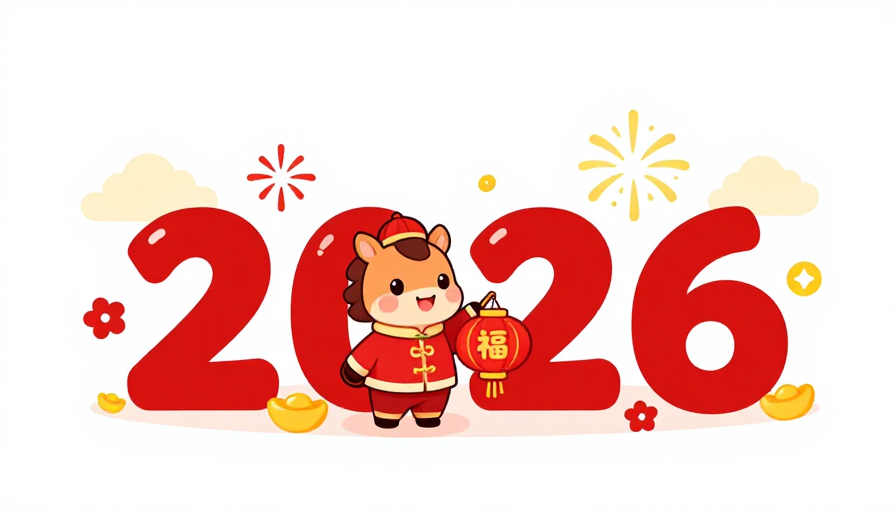 2026新年吉祥贺图:卡通马携福灯笼