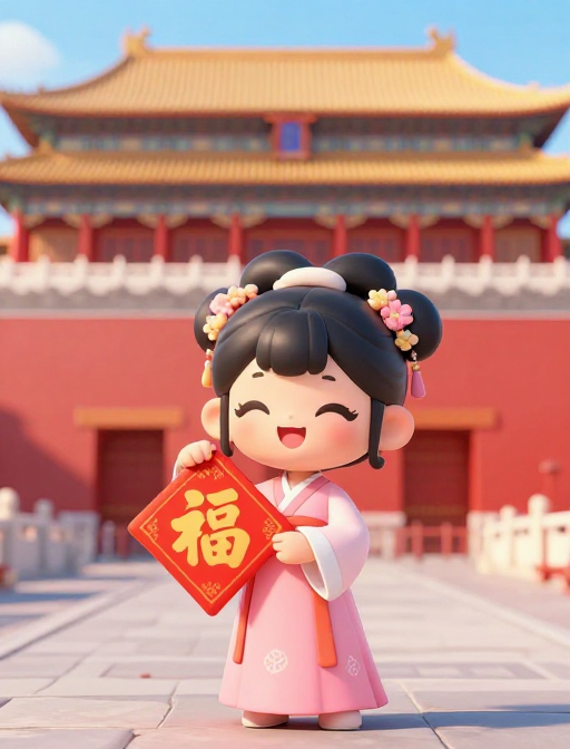 古风汉服福娃：红墙下的快乐童年