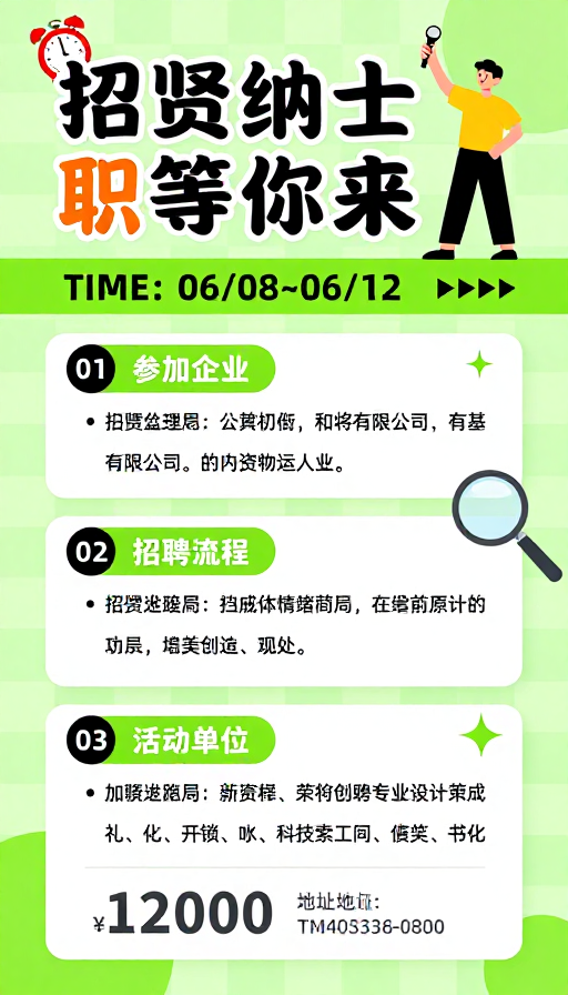 清新现代招聘海报:招贤纳士 职等你来
